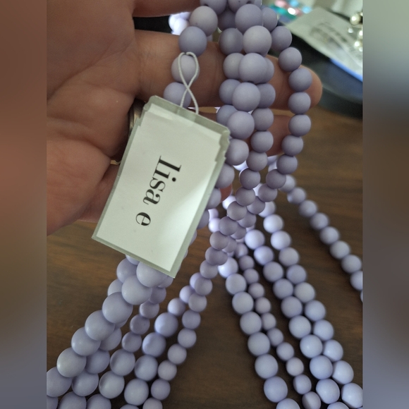 Lisa e light purplish blue 5 strand beaded necklace - Picture 2 of 5